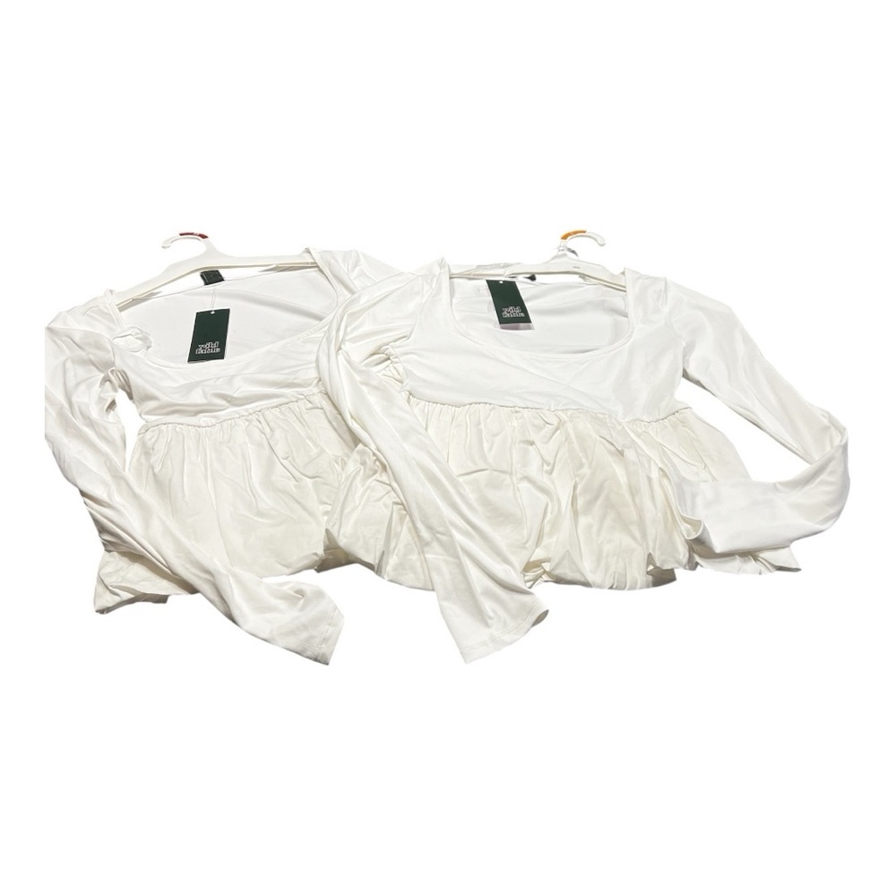 (2 shirts) NWT Wild Fable White Peplum Long Sleeve Blouse XS